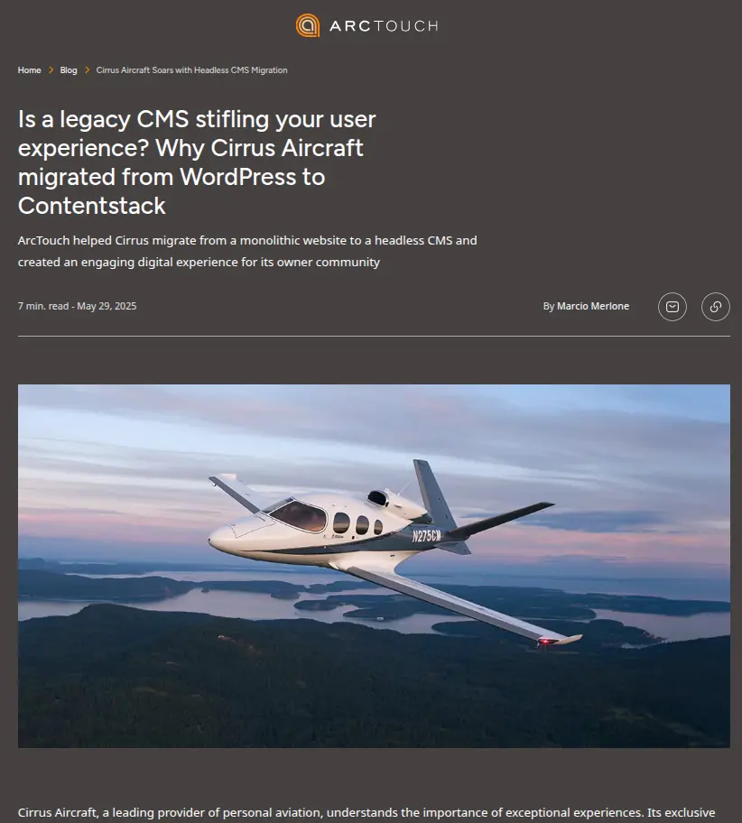 Cirrus Aircraft logo representing the Headless CMS Migration project