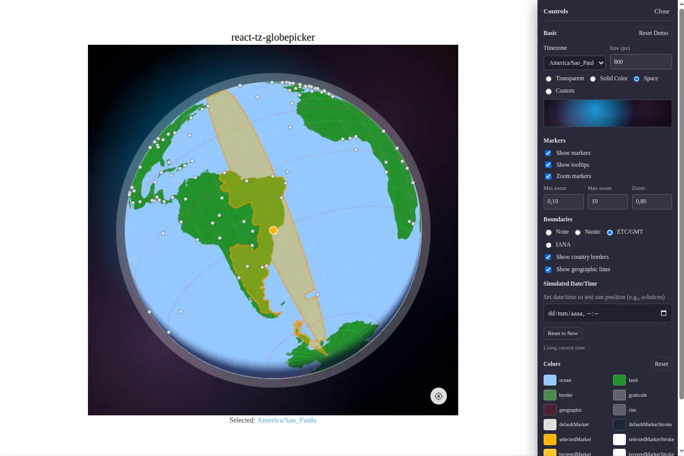 @mmerlone/react-tz-globepicker interactive globe picker with timezone visualization
